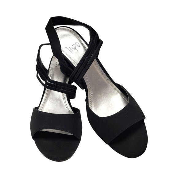 Impo Shoes - IMPO Woman's BLACK Strappy Heels Wedge Slip Slide On Dress Shoes size 7 Med